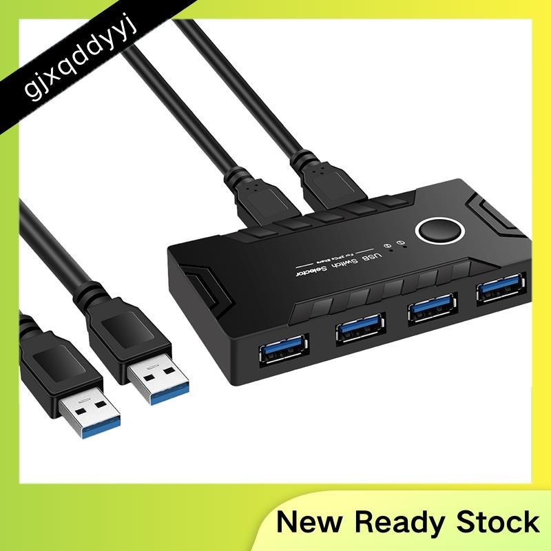 Usb 3.0 KVM 切換器 2 進 4 出 USB 3.0 切換器 USB 集線器適配器黑色塑料鍵盤鼠標打印機顯示器