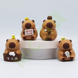 臺灣熱賣🔥 超取公司貨 4款整套 動物界頂流 卡皮巴拉 Capybara 模擬動物水豚 我愛錢 洗澡豚Q版公仔人偶模型
