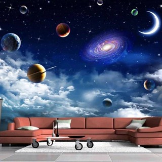 定製宇宙星空3d照片桌布客廳臥室沙發電視背景牆紙家居裝飾自粘壁畫