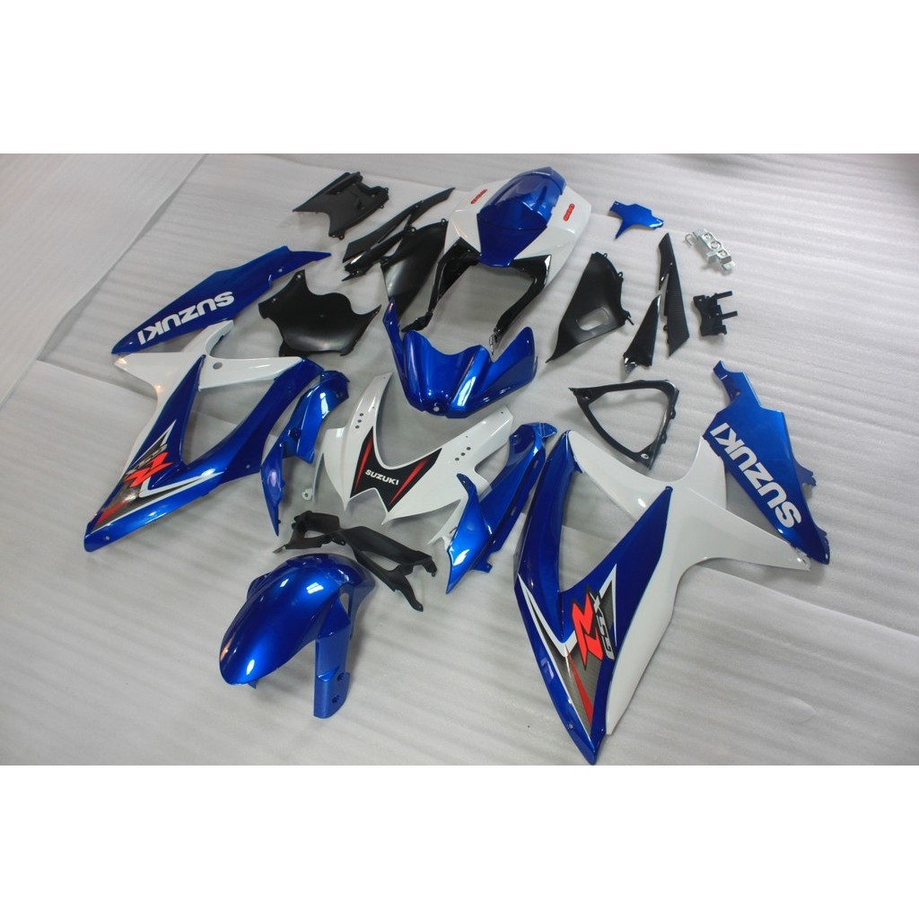 SUZUKI 藍白適用於鈴木 GSXR600/750 K8 2008-2010 高品質啞光色摩托車整流罩外殼 ABS 注