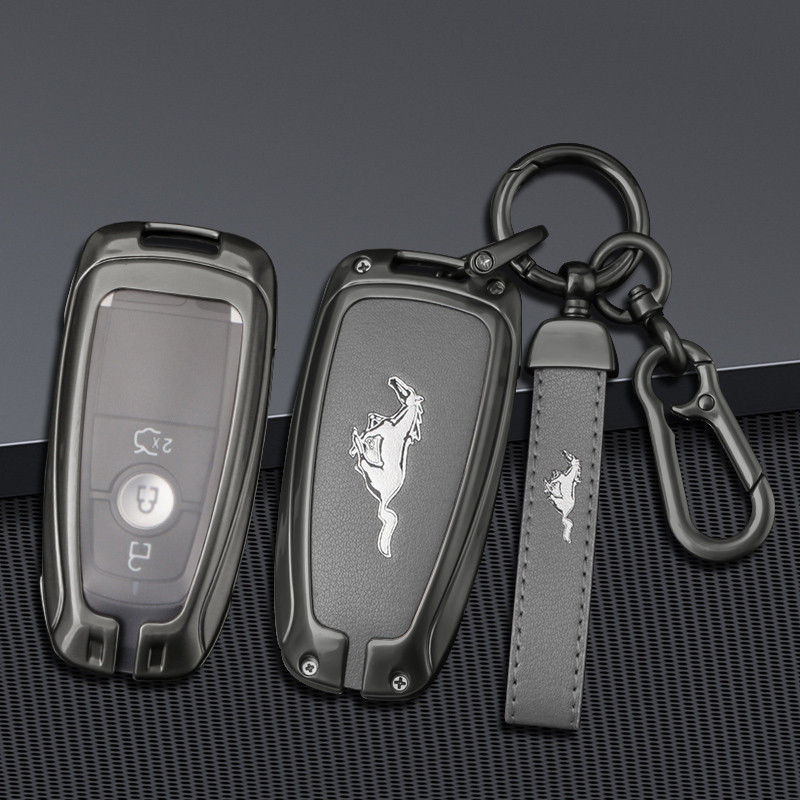 【現貨】福特野馬汽車鑰匙包適用於 Ecoboost Mach-E GT GT350 GT350R GT500 合金皮革