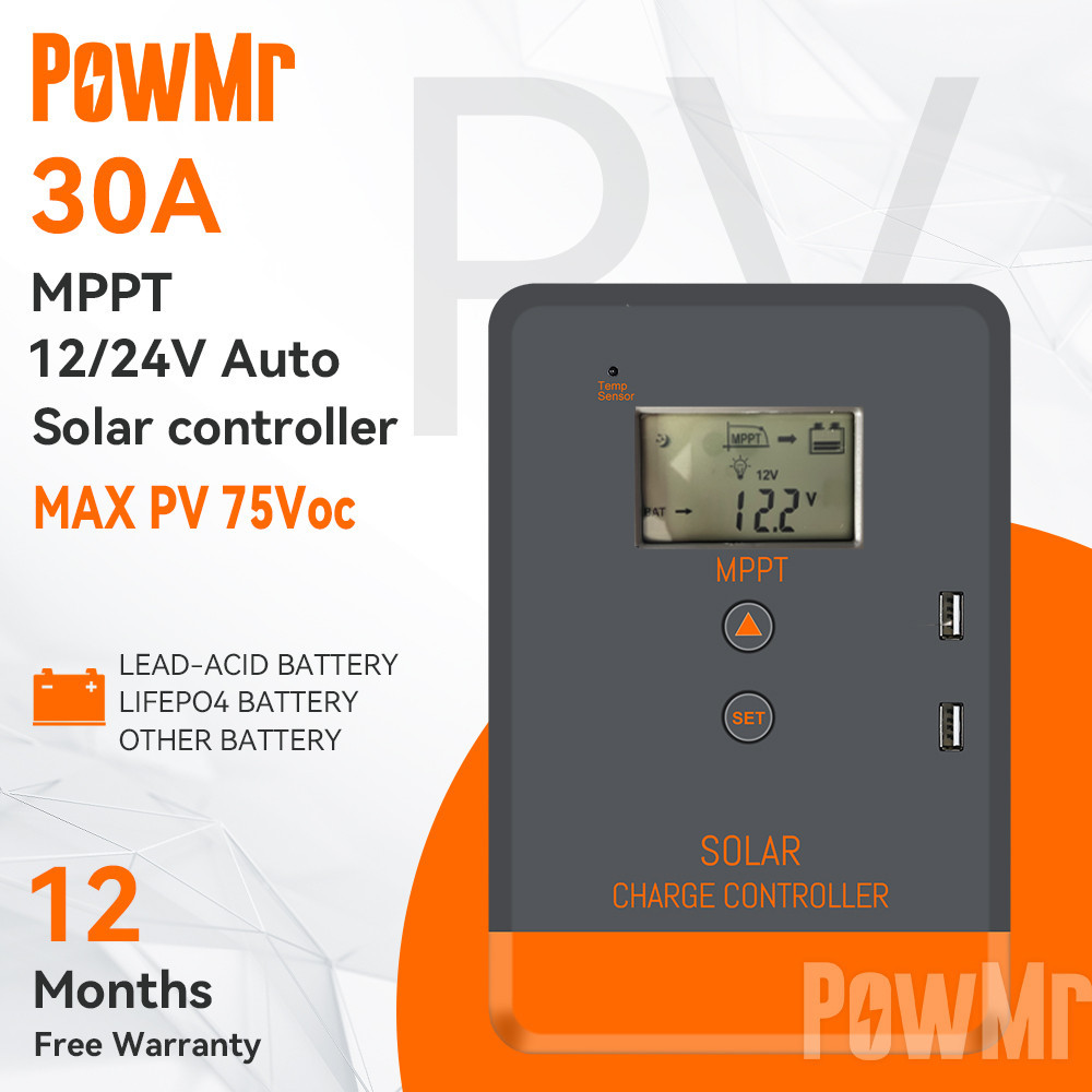 【特價】MPPT 30A 太陽能充電器控制器 12V/24V自動識別 光伏最大輸入電壓75Voc 一年保修