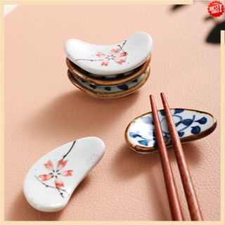 新月形櫻花陶瓷筷子架 可愛筷子勺叉架 廚房餐具