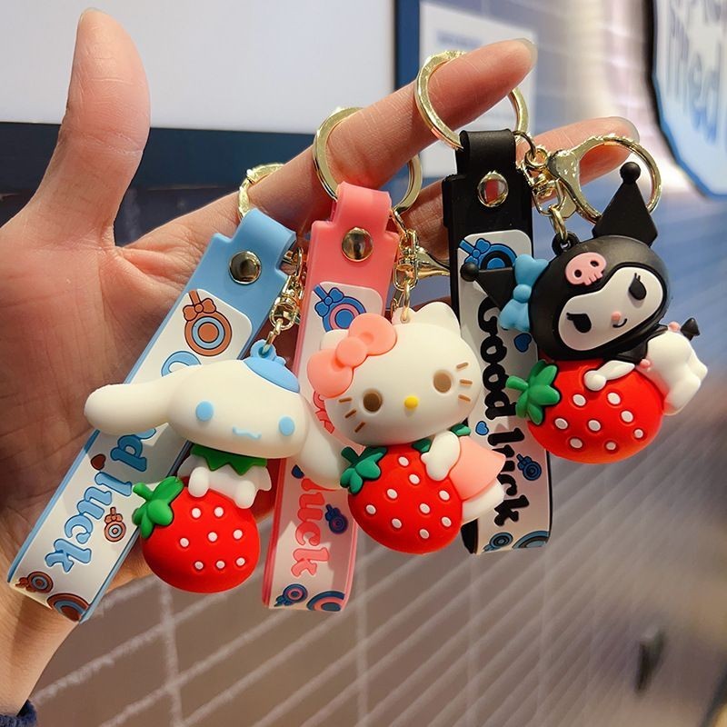 可愛 Hello Kitty PVC公仔鑰匙扣公仔背包挂件兒童禮物汽車鑰匙扣