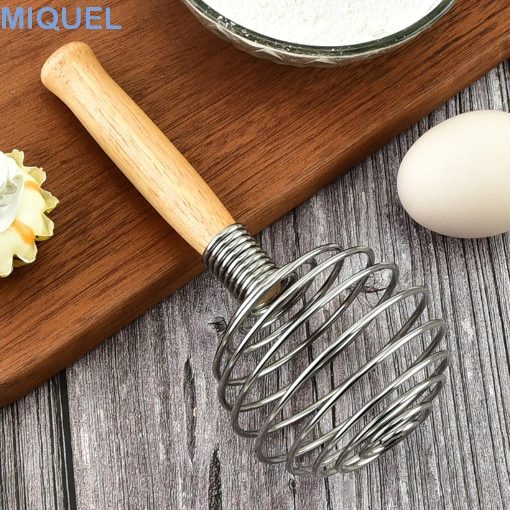 MIQUEL春季雞蛋打蛋器,木柄不銹鋼螺旋打蛋器,烘焙工具手持式手冊雞蛋攪拌機麵粉