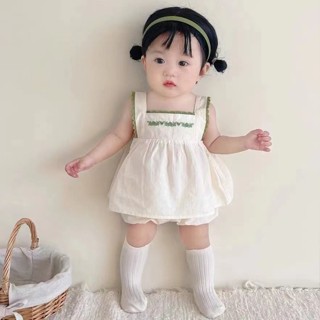 嬰兒夏季套裝新款洋氣女寶寶純棉吊帶上衣+短褲兩件套夏裝