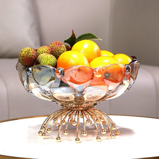 水果盤糖果盤家用現代豪華輕質創意水晶玻璃設計幹