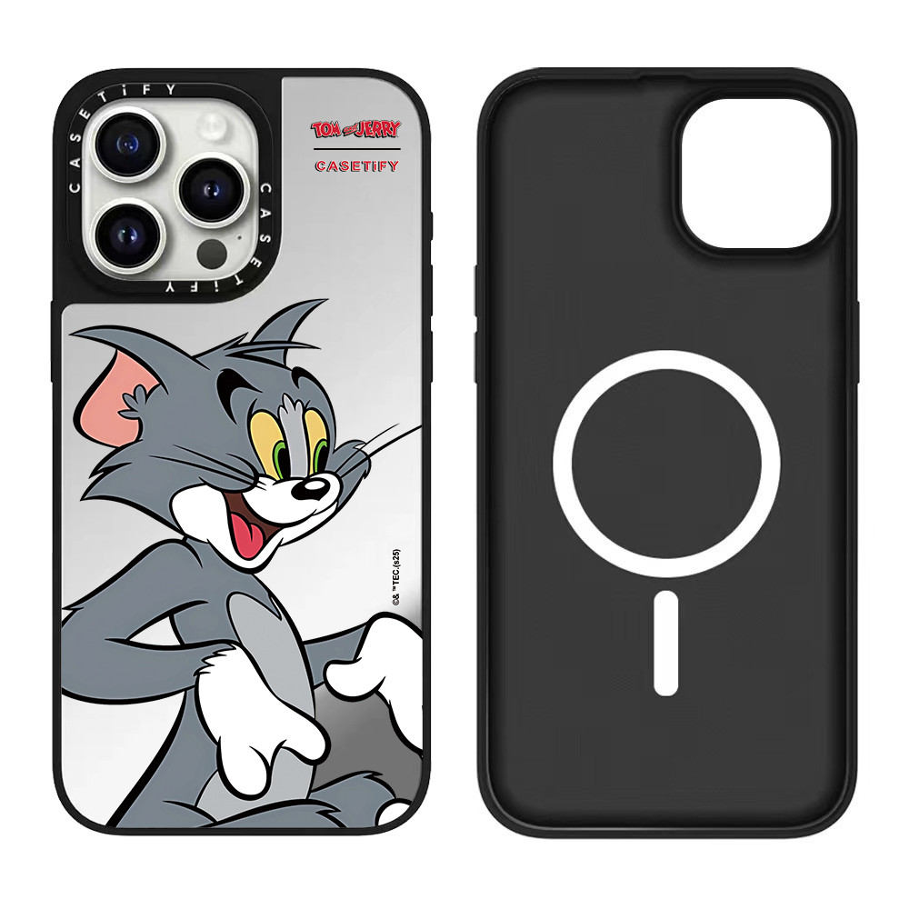 Tify tom and jerry cat mouse 磁性鏡面手機殼適用於 iPhone 16 15 14 13 1
