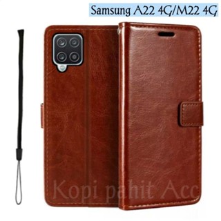 SAMSUNG Hp 三星 Galaxy A22 4G M22 4G 翻蓋錢包手機皮套磁性翻蓋錢包外殼