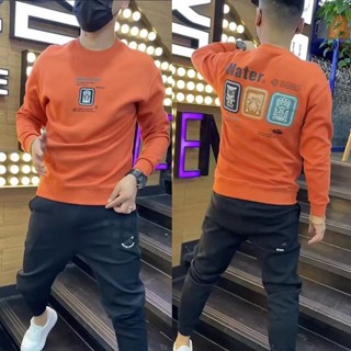 GP&臺灣現貨 長袖男 2025年秋冬潮流圓領衛衣男士韓版字母寬鬆外套打底衫長袖無帽上衣