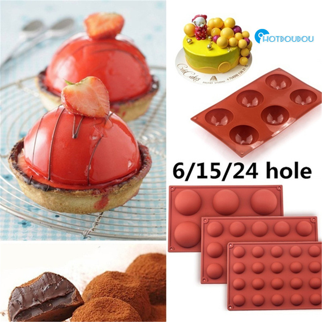 6孔/15孔/24孔慕斯 蛋糕 半圓形廚房烘焙模具 DIY3D巧克力 廚房用品