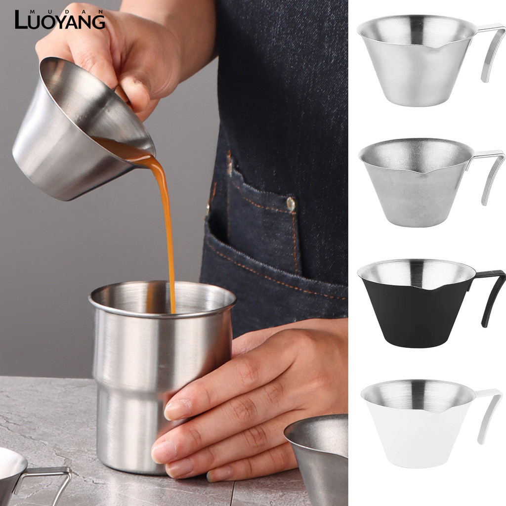 洛陽牡丹 304不鏽鋼量杯意式濃縮咖啡盎司杯帶把接液萃取杯帶刻度接咖啡液