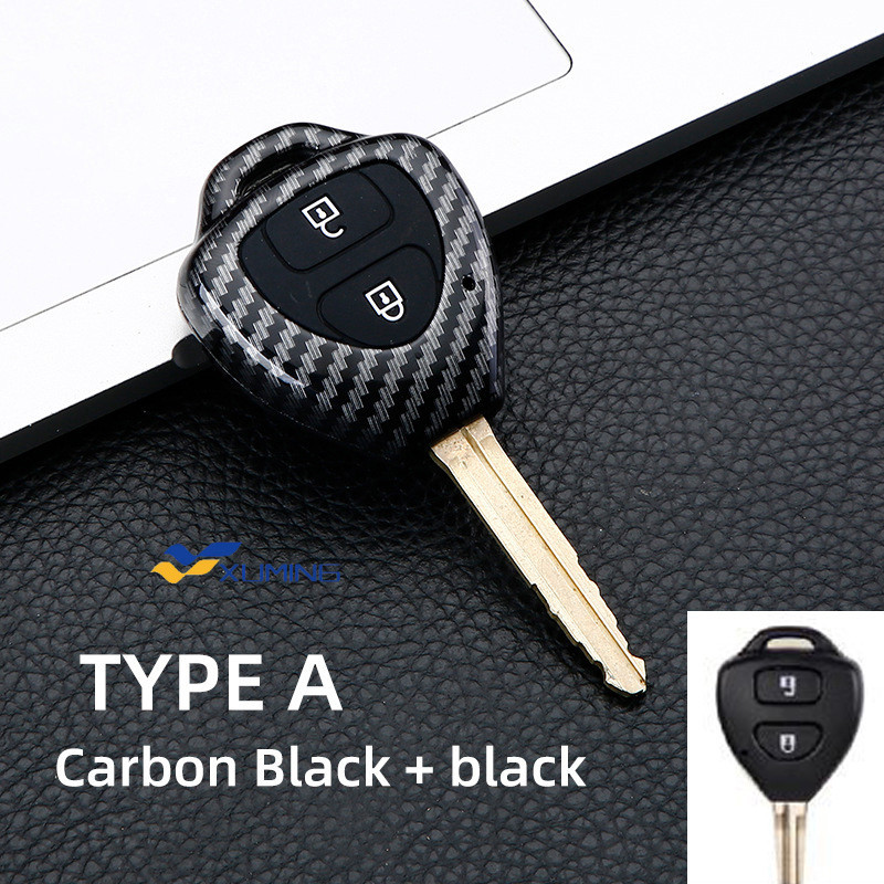 Xm-2/3/4 按鈕碳纖維汽車鑰匙套適用於豐田 Auris HiLux Corolla Fortuner Prado