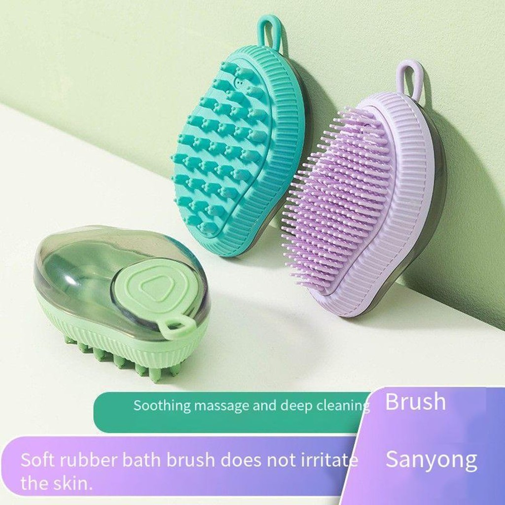 Fn-寵物沐浴刷按摩瑪戈形狀矽膠柔軟可重複使用洗髮水收納分配器刷洗滌器淋浴美容皂刷