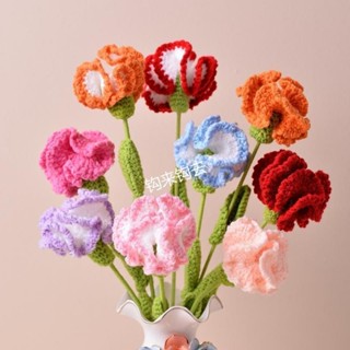手工編織康乃馨,人造花裝飾,母親節禮物,婚禮裝飾,房間裝飾品