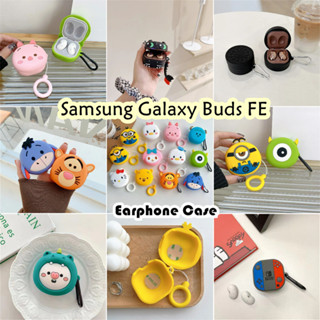 SAMSUNG 適用於三星 Galaxy Buds FE 手機殼外殼可愛卡通帽子藍色小熊軟矽膠手機殼耳機套 NO.3