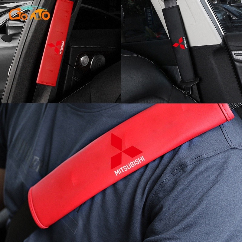 MITSUBISHI Lt GTIOATO 汽車座椅套通用皮革汽車安全 Be Auto 肩部保護帶墊墊套適用於三菱 Xp