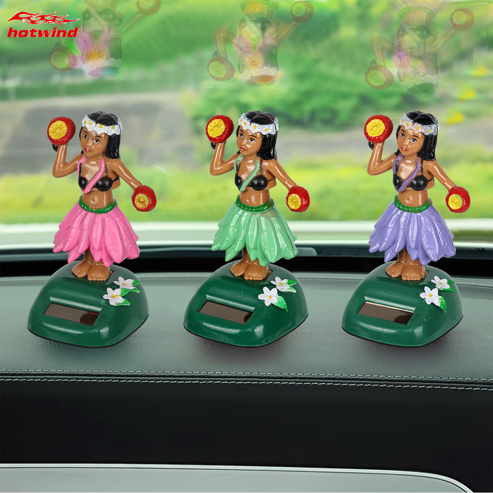 Hw太陽能搖頭搖擺夏威夷女孩汽車裝飾跳舞娃娃汽車配件太陽能玩具車擺件汽車造型