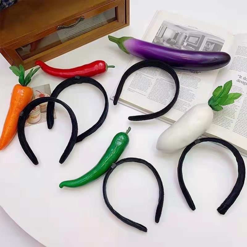 【現貨】飾品創意可愛個性搞怪立體蔬菜髮箍蘿蔔辣椒茄子青菜頭箍