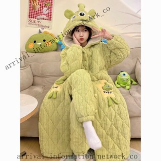 ✨可開發票#睡袍女款鼕季加厚加絨珊瑚絨三層夾棉保暖長袍連帽睡衣傢居服套裝#沐慕生活館