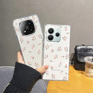 全新外殼 紅米 Note14 Note 14 Pro+ Plus 5G 手機殼創意花朵可愛時尚透明超薄矽膠軟殼 保護殼