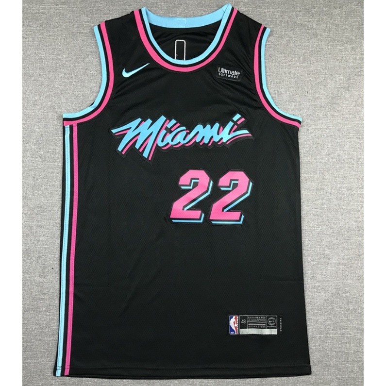 男子邁阿密熱火隊 22 Jimmy Butler 3D 昇華籃球球衣黑色球衣