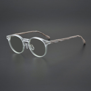 新款復古眼鏡架 時尚透明圓框眼鏡 男女木紋光學眼鏡架