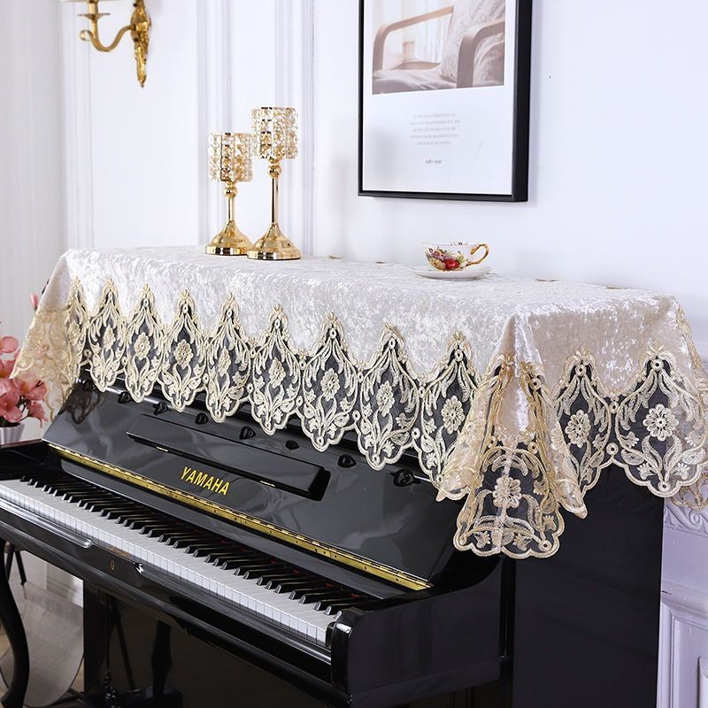 1.18 爆款 蕾絲鋼琴罩半罩歐式鋼琴巾蓋巾刺繡布藝電鋼琴套防塵桌布全罩蓋布