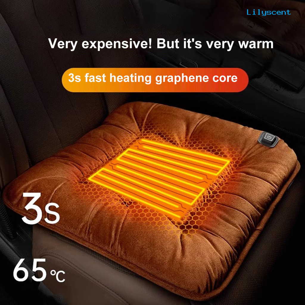 汽摩熱銷 石墨烯汽車加熱坐墊冬季毛絨座椅墊車用通用保暖usb電熱單片墊