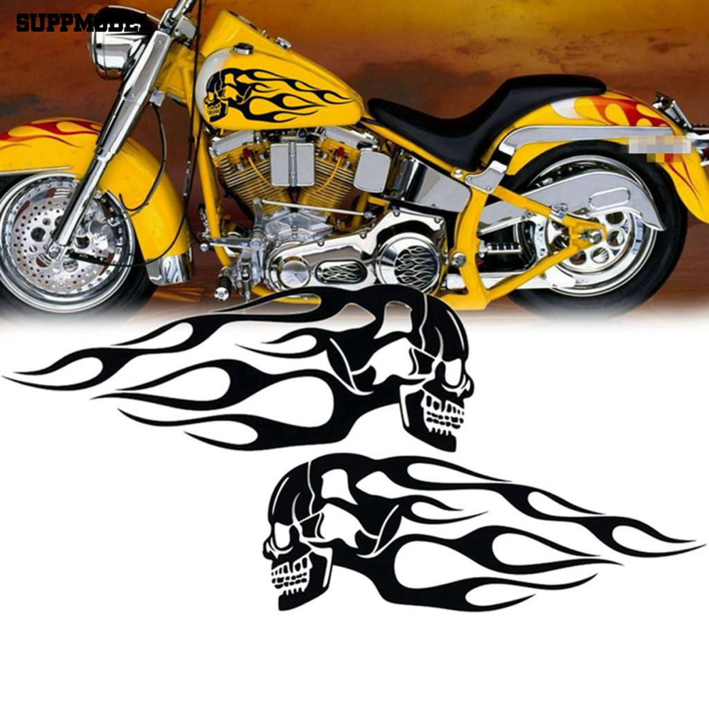 Suppmodel 2 件通用摩托車摩托車油箱骷髏火焰貼花貼紙裝飾