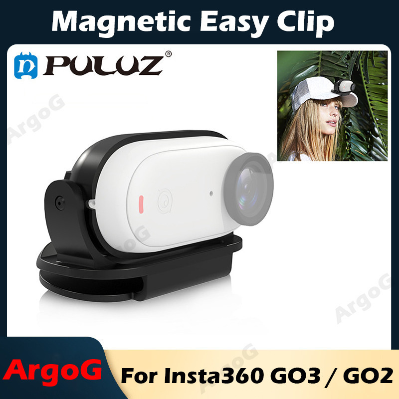 Puluz 便攜式磁性夾子支架,適用於 Insta360 Go 3 / Go 2 磁性保護固定帽夾快速釋放支架