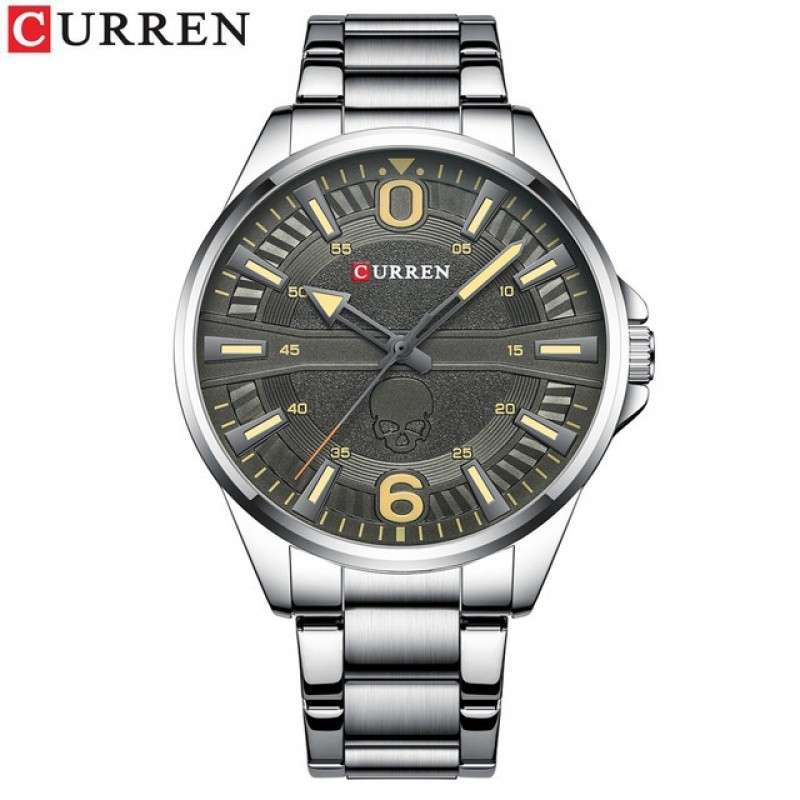 CURREN品牌 8389  骷髏 石英 不鏽鋼 高級男士手錶