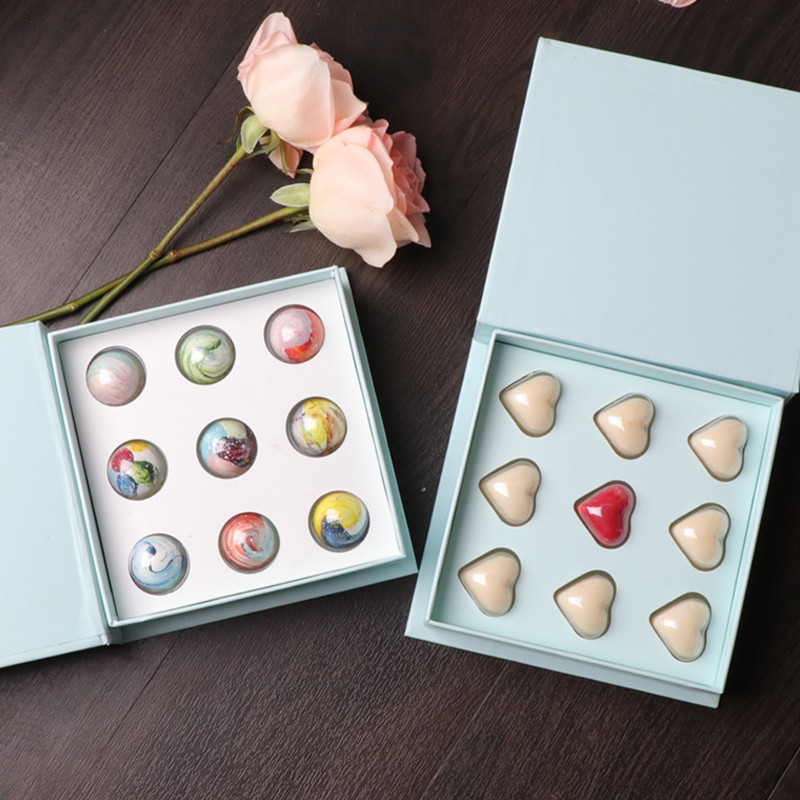 【現貨】【巧克力包裝盒】情人節 9粒 心形巧克力盒子 禮盒 生巧糖果星球硬盒 星空巧克力包裝盒
