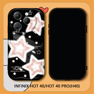 適用於 Infinix Hot 40 Hot 40 Pro Hot 40i 軟矽膠手機殼 Pink Stars Wave