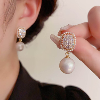 歐美氣質優雅水晶珍珠新款氣質個性小眾設計高級感耳環