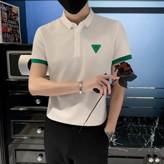 服裝修身版型帶領 T 恤男士圖案男 Polo T 恤綠色上衣酷街頭服飾高品質審美 Xl S