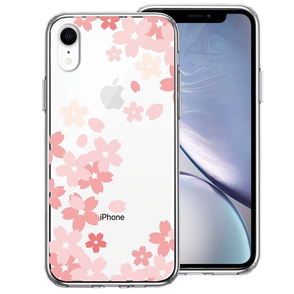 iPhoneXR專用 透明保護殼 粉嫩櫻花圖案 側軟殼 背硬殼 分散衝擊 可無線充電