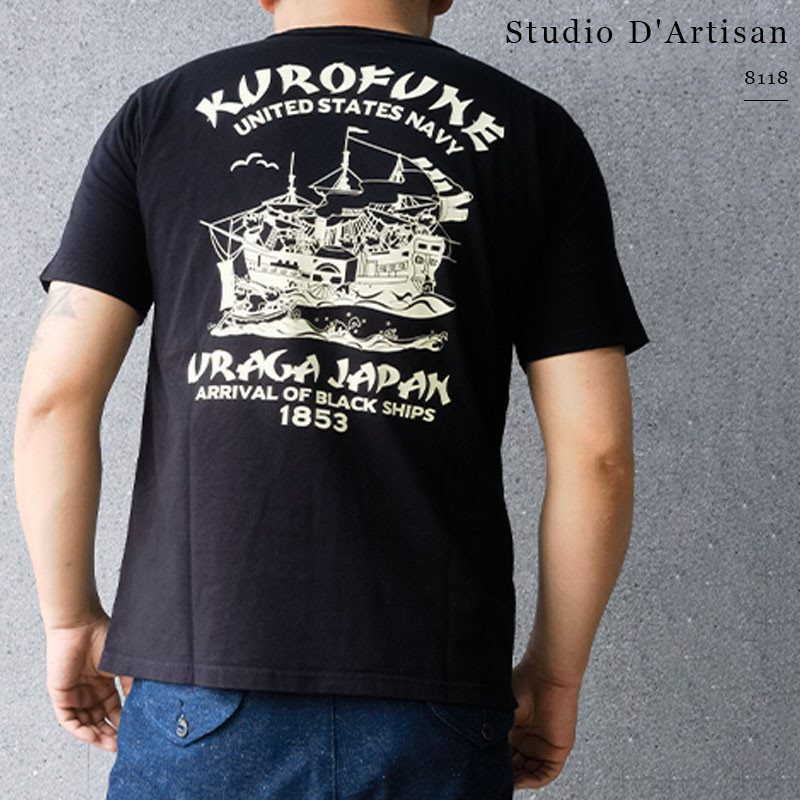 STUDIO D'ARTISAN 黑船來襲復古印花夏季純棉短袖T恤