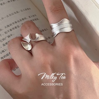 奶茶家 MilkyTea 裙襬不規則獨特設計女生戒指 幾何時尚扭曲個性開口指環 街頭嘻哈風少女日常配飾關節戒子 359