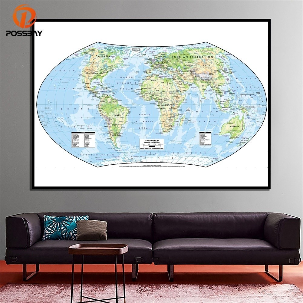 #GOOD# 世界地圖 - 教育地圖大海報印刷品壁掛藝術背景布家居牆壁裝飾