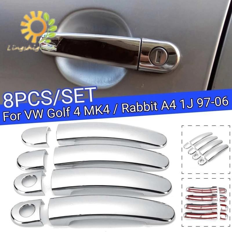 8pcs 適用於 Golf 4 MK4/Rabbit A4 1J 1997-2006 車門把手蓋裝飾鍍鉻車門把手蓋 2