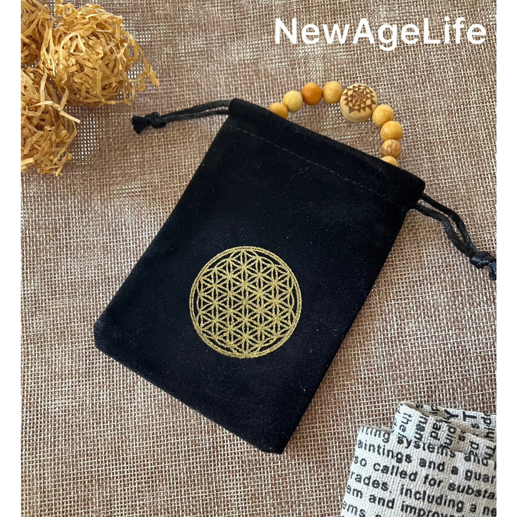 【NewAgeLife】七脈輪 生命之花 靈氣 絨布袋 靈擺 水晶 修鍊物品 收納 礦袋