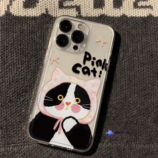 ins可愛戴帽貓咪適用於蘋果16PRO手機殼iPhone15/14情侶13mini透明11全包7p卡通xsmax防摔軟殼
