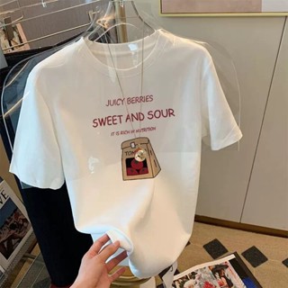 胖胖美依 中大尺寸 S-3XL 短袖T卹 上衣 印花T卹 簡約 新款內搭半袖減齡印花圓領正肩短袖上衣-2737.
