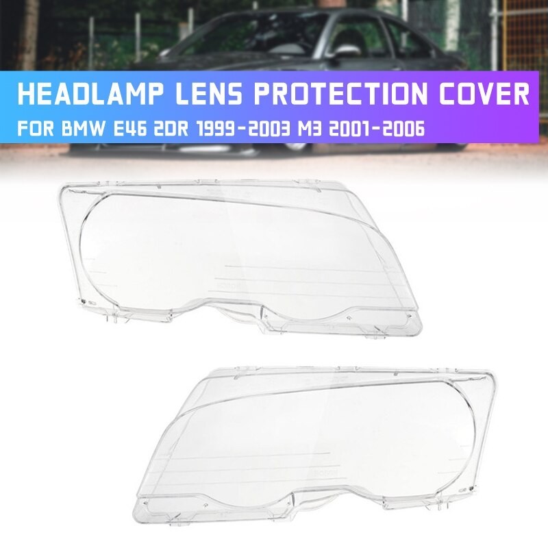 2 件裝汽車前照燈透明透鏡前照燈透明罩 Coupe 敞篷車適用於 BMW E46 2DR 1999-2003 M3 20