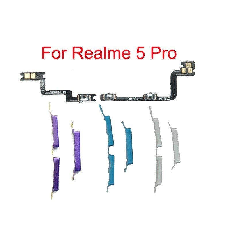 適用於 Realme 5 Pro 的電源開關按鈕 Flex 和 Out 側面音量調高調低按鈕 Flex