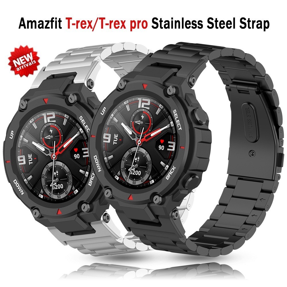 豪華商務金屬錶帶適用於華米 Amazfit T-REX 2 不銹鋼替換錶帶適用於 Amazfit Ares/Amazfi