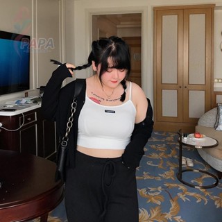 大碼夏季胖MM200-300斤外穿抹胸短款露臍內搭吊帶小背心百搭上衣|顯瘦背心|大碼小可愛|大尺碼上衣
