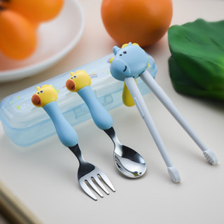 304不鏽鋼兒童餐具套裝卡通勺子創意叉子母嬰可愛兒童筷子用品