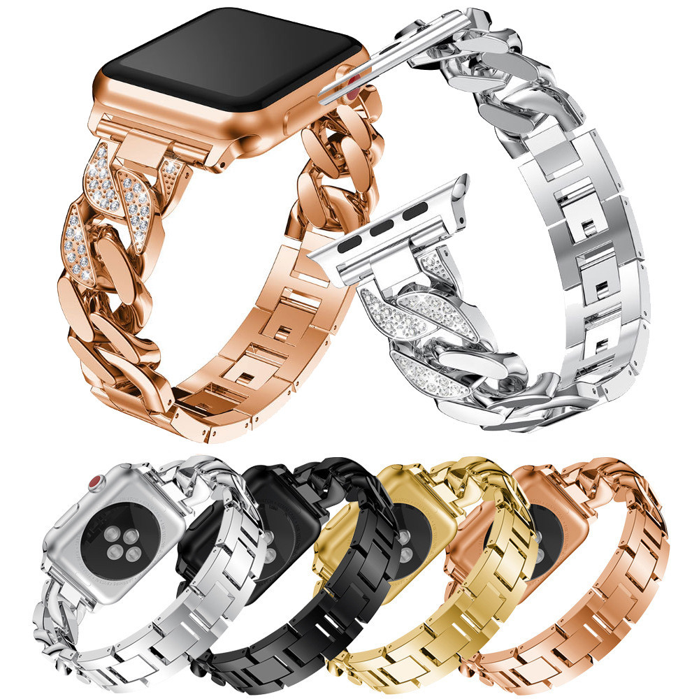 豪華鑽石鏈金屬手鍊女士錶帶適用於 Apple Watch 41 毫米 45 毫米 38 42 40 44 毫米 Iwat